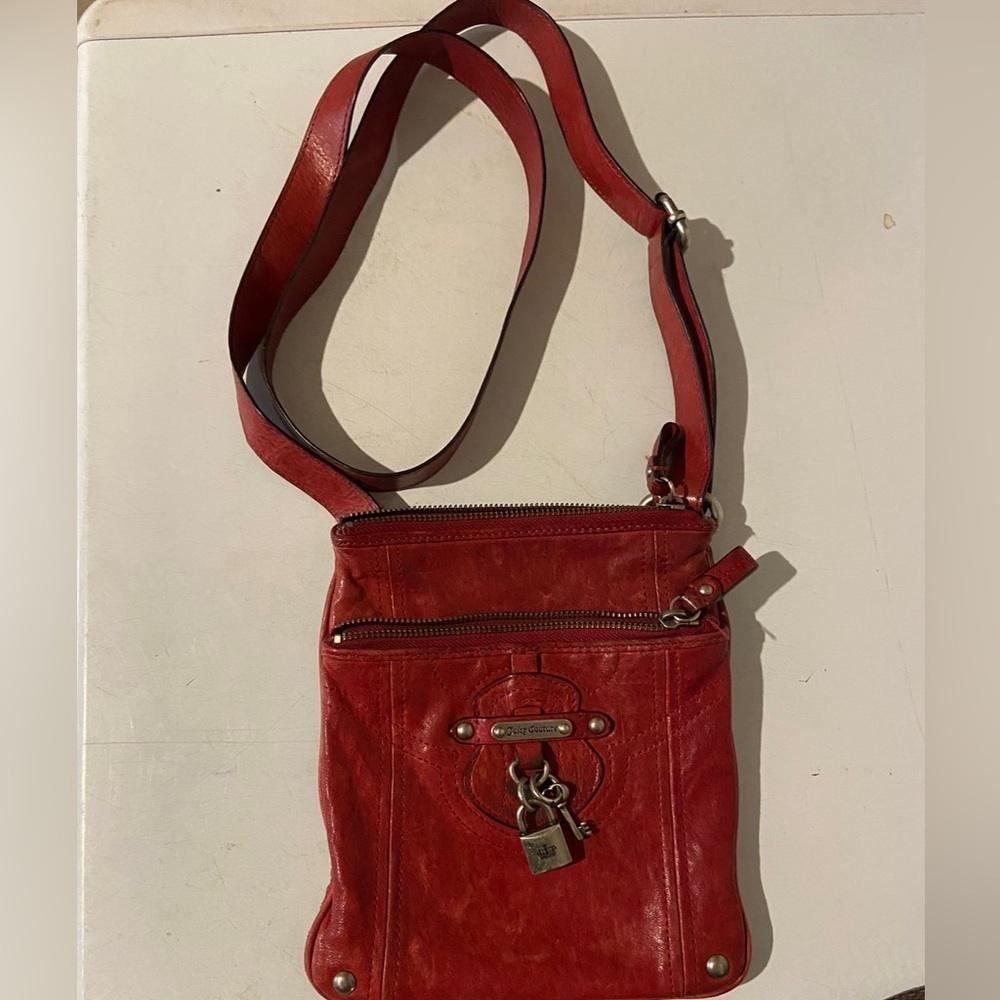 Red leather Juicy Cross Body Messenger bag